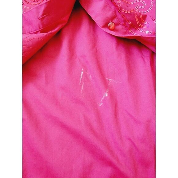 Bob Mackie Wearable Art L Shirt Top Button Front Sequined Red 14 *Fault photo!* - Picture 7 of 8